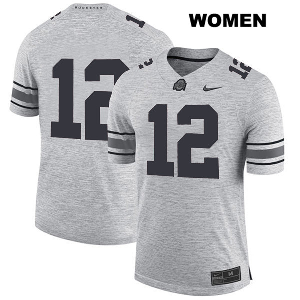 Ohio State Buckeyes Women's Matthew Baldwin #12 Gray Authentic Nike No Name College NCAA Stitched Football Jersey BB19D23PF